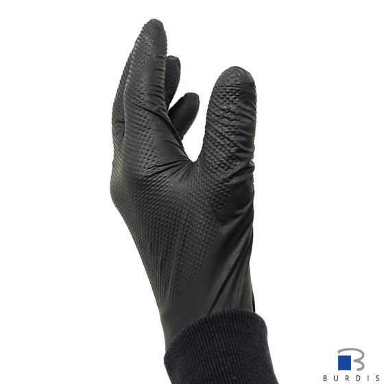 Burdis black gogrip nitrile gloves - box of 50