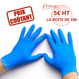 Disposable blue nitrile gloves - box of 100 units