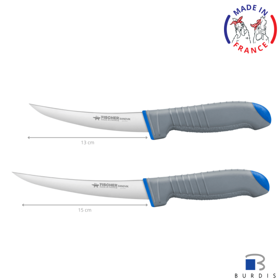 Couteau désosseur lame courbée semi-flexible Sandvik BURDIS