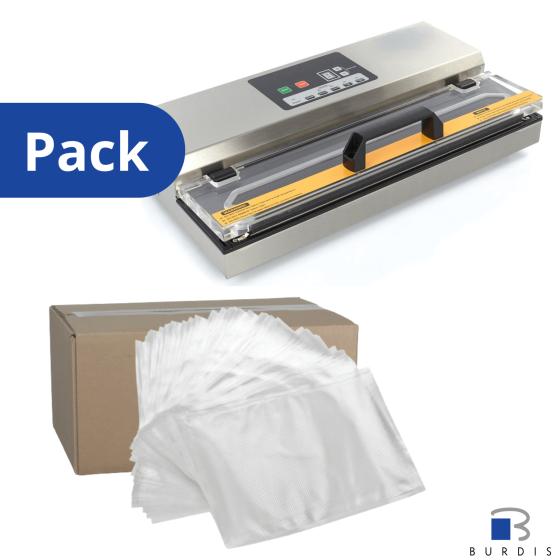 BURDIS PACK - Compact vacuum sealer + 500 embossed vacuum bags