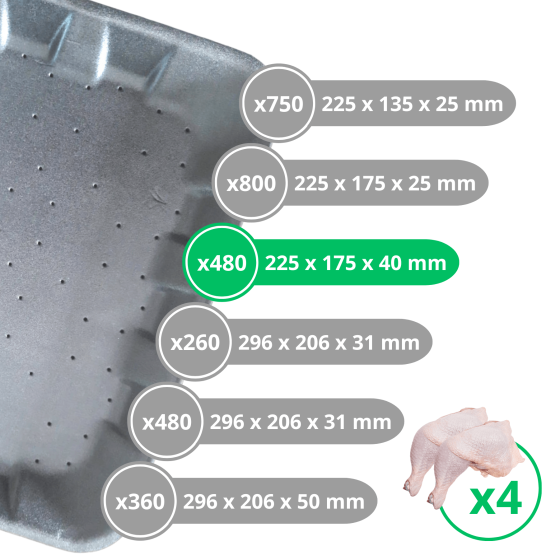 Package of Black EPS Absorbent Trays