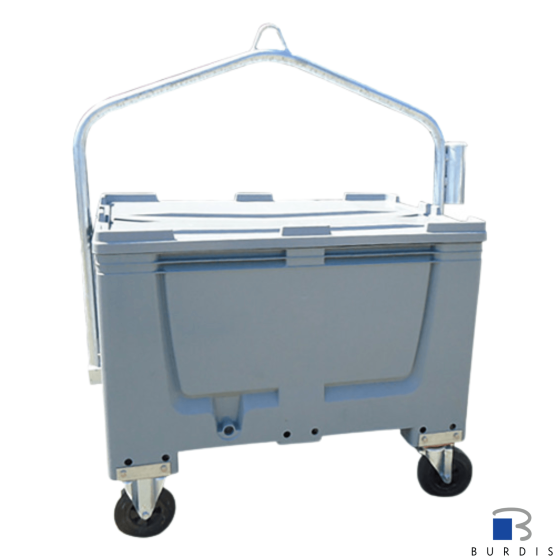 Four-wheel polyethylene carcass container