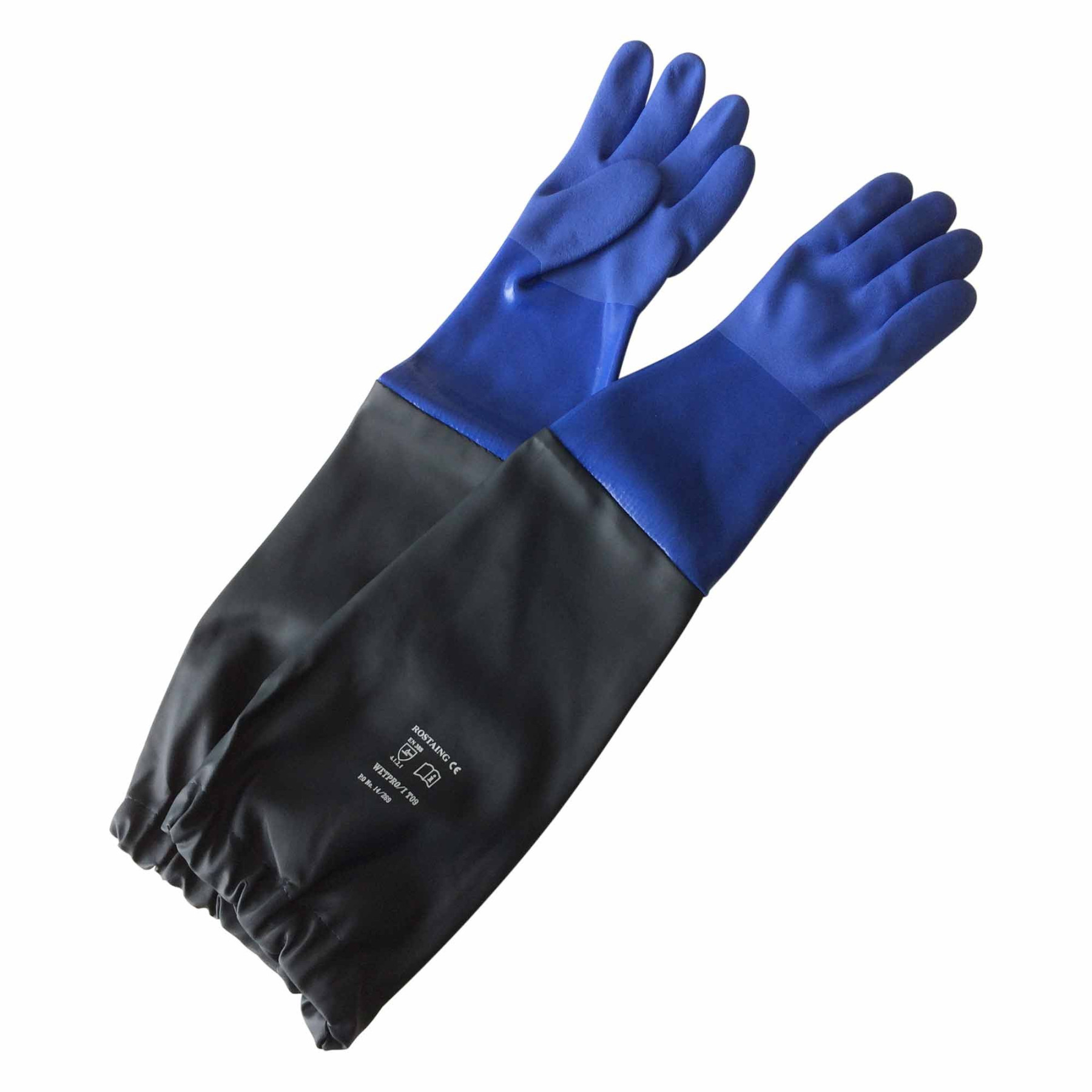Coverguard - Gants de protection chimique bleu en latex sur jersey coton  adhérisé EURODIP 5220 (Pack de 12)